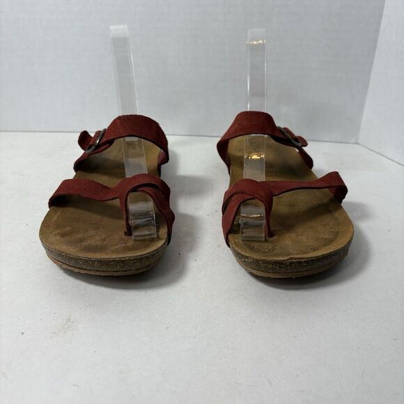 Yokono Sandals Womens Size 8 Flip Flop Red Toe Strappy Leather Cork‎ Adj G1 - Picture 4 of 10